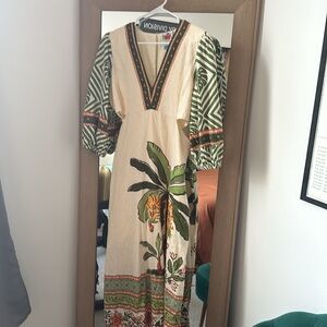 FARM RIO x Anthropologie Palm V-Neck MIDI Dress